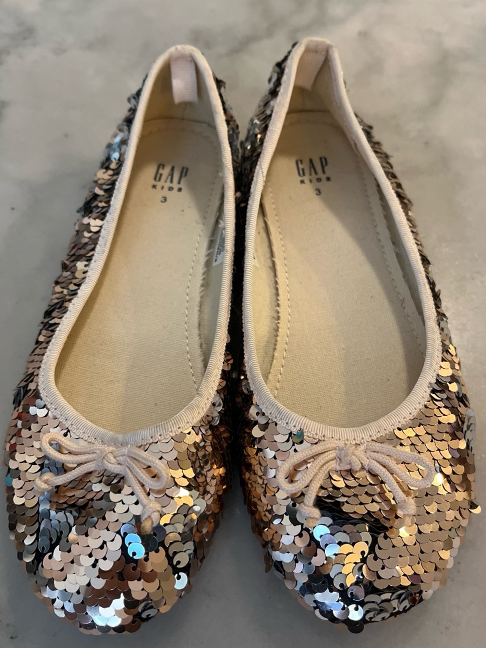 GAP Kids Sequin Ballet Flats - Rose Gold & Silver